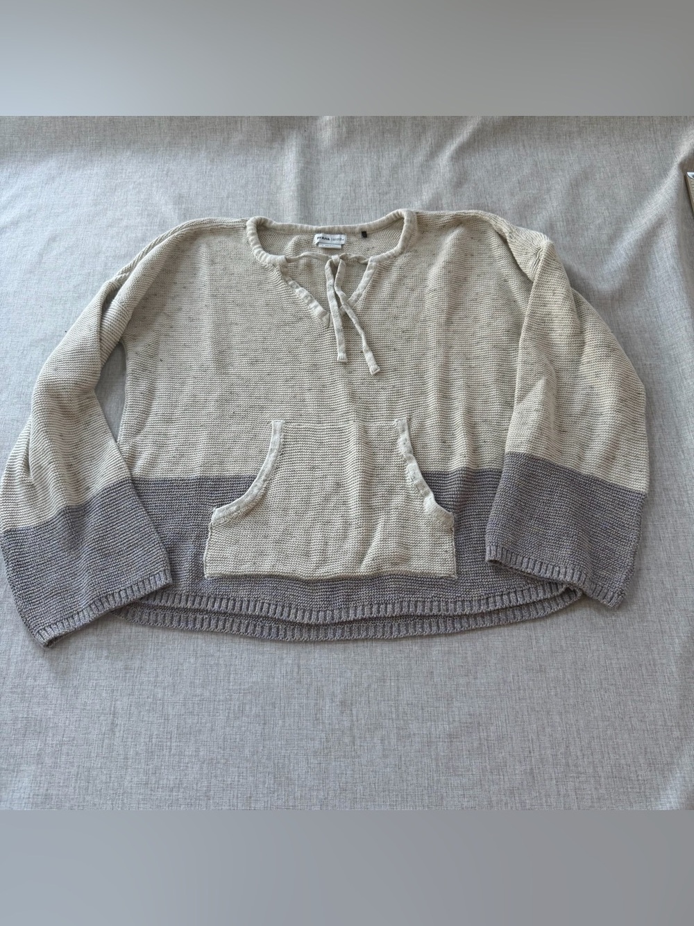 Prana Crystal Beach Sweater Women’s Large Boho Organic Cotton Kangaroo Pocket